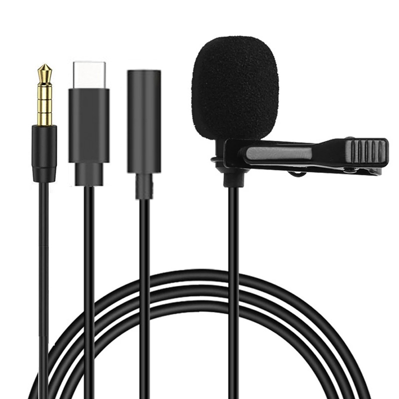 Type C Adapter - Mikrofon przypinany mini, przenośny, pojemnościowy, z